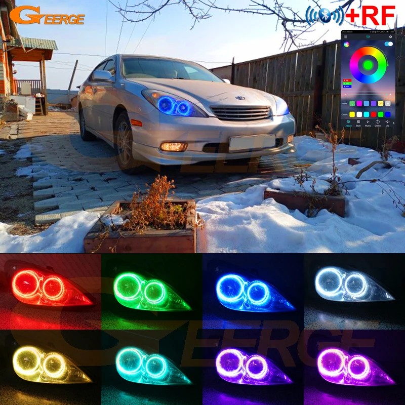 

For Lexus ES 300 330 Toyota Windom MCV30 2002 2003 Bluetooth APP Ultra Bright Multi Color RGB LED Angel Eyes Kit Halo Rings