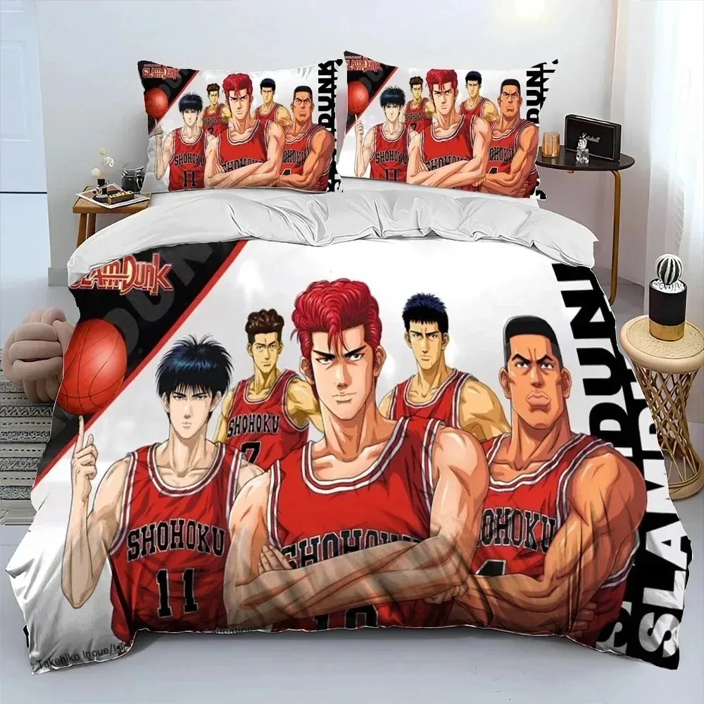 3D Print Anime Slam Dunk Bedding Set Duvet Cover Bed Set Quilt Cover Pillowcase Comforter king Queen Size Boys Adult Bedding Set