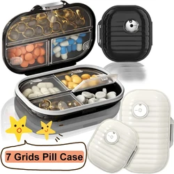 Portable Pill Organizer Case Large Capacity 7 Grid Pill Holder Tablet Storage Box for Vitamin Fish Oil Weekly Medicine Dispenser