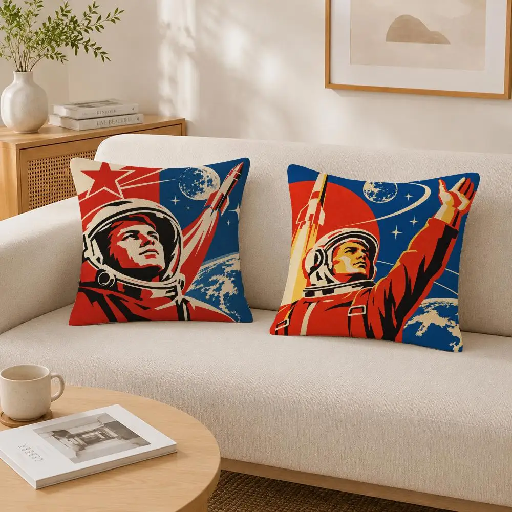 Pattern Vintage Soviet Print Cushion Cover Soft Fluffy Short Plush Throw Decorative Cushion Covers for Sofa Bedroom Home Decor