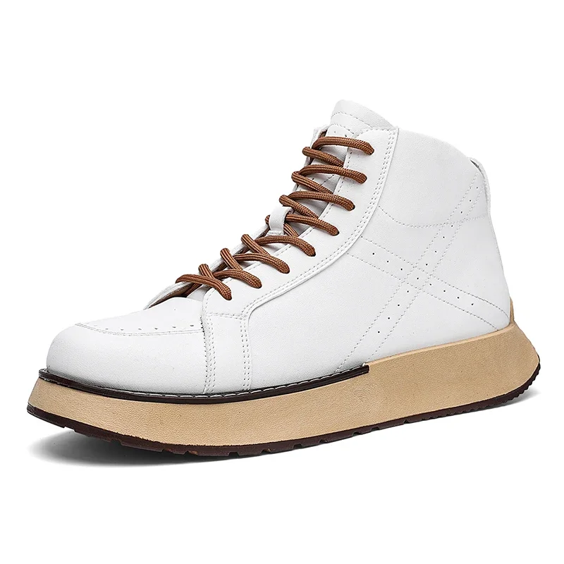 

Autumn Winter New Trendy Men's Shoes Fashion Skateboarding Waterproof Durable Versatile Lightweight High Top Boots Black White
