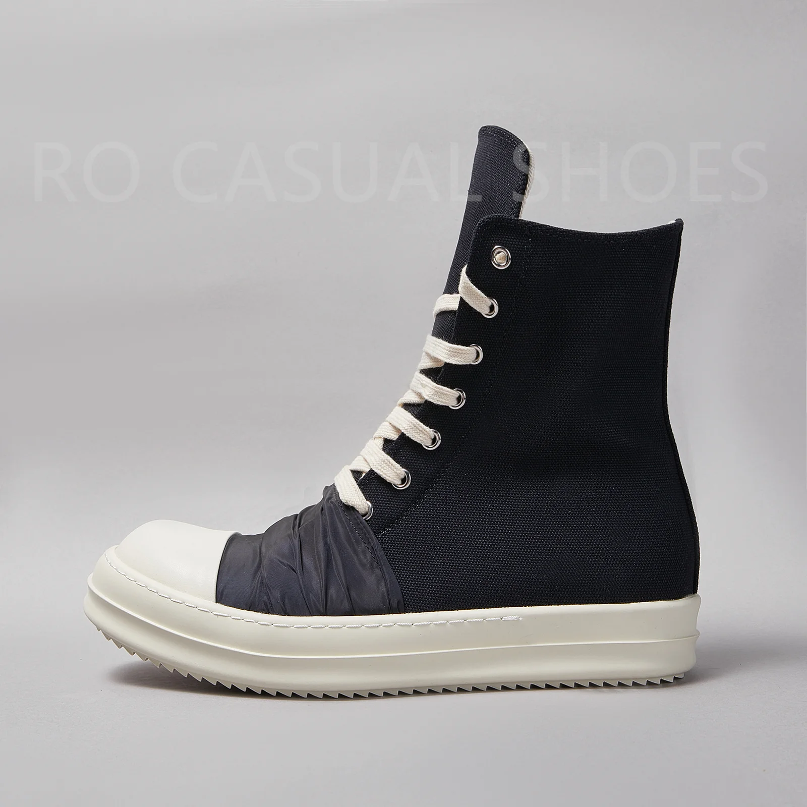 Ricks Outdoor Luxury Pleated Canvas High Top Quality Owens Men Shoe Lace Up Women Sneaker Casual Owens Design boots & Shoes