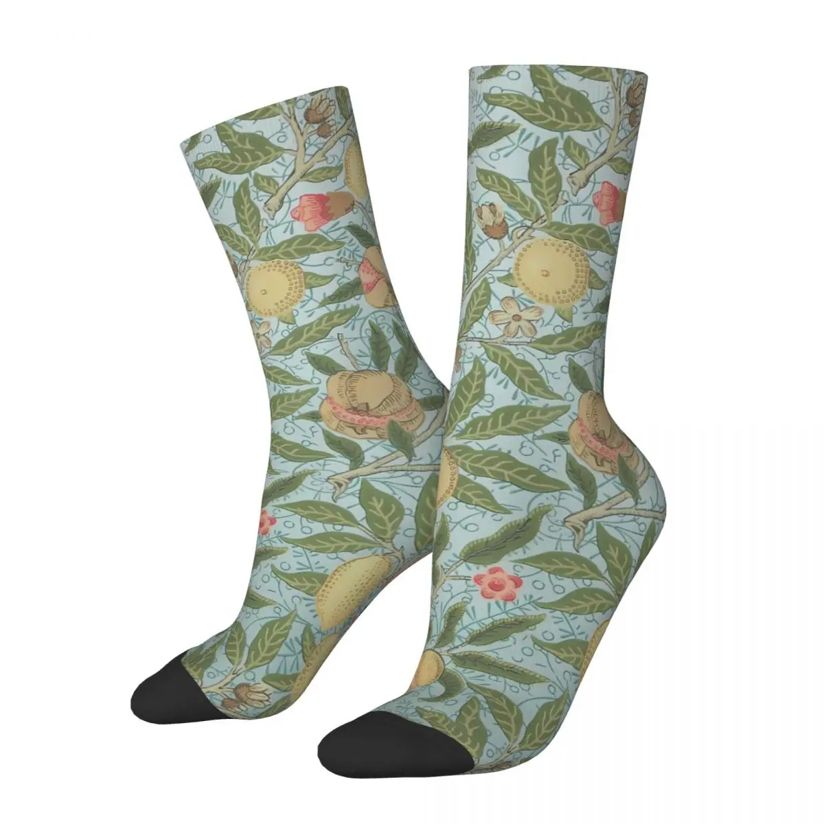 Vintage Fruit Men's Socks William Morris Unisex Hip Hop Seamless Printed Happy Crew Sock Gift