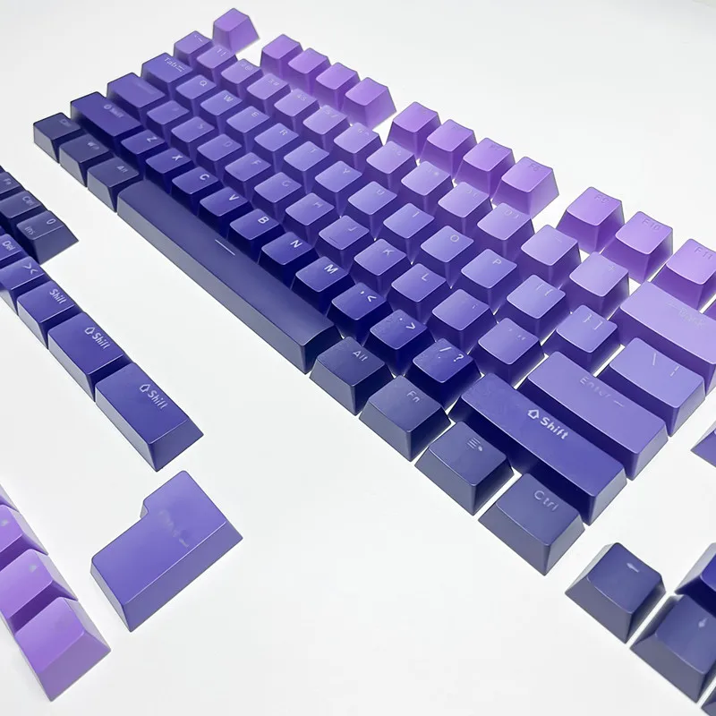 Purple Gradient Translucent Personalized Keycaps 134KeysPBT Material OEM Profile Doubleshot For 61/64/68/104 Mechanical Keyboard