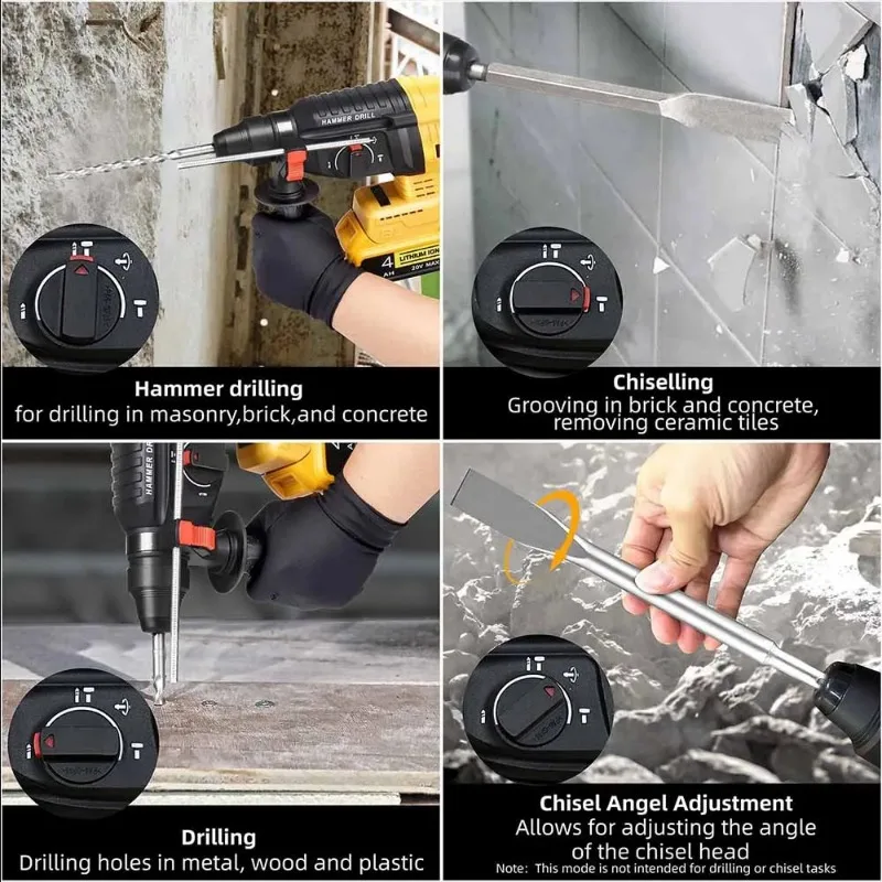 مثقاب مطرقة كهربائي بدون فرش لبطارية ديوالت 20 فولت أدوات كهربائية متعددة الوظائف لحفر المطرقة الدوارة لماكيتا/ميلووكي #6