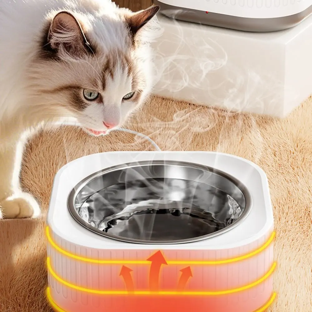 ABS Holder Constant Temperature Cat Bowl 220V CCC 2 Plug Removable Stainless Steel Cat Bowl Set Non-Skid Floor-standing