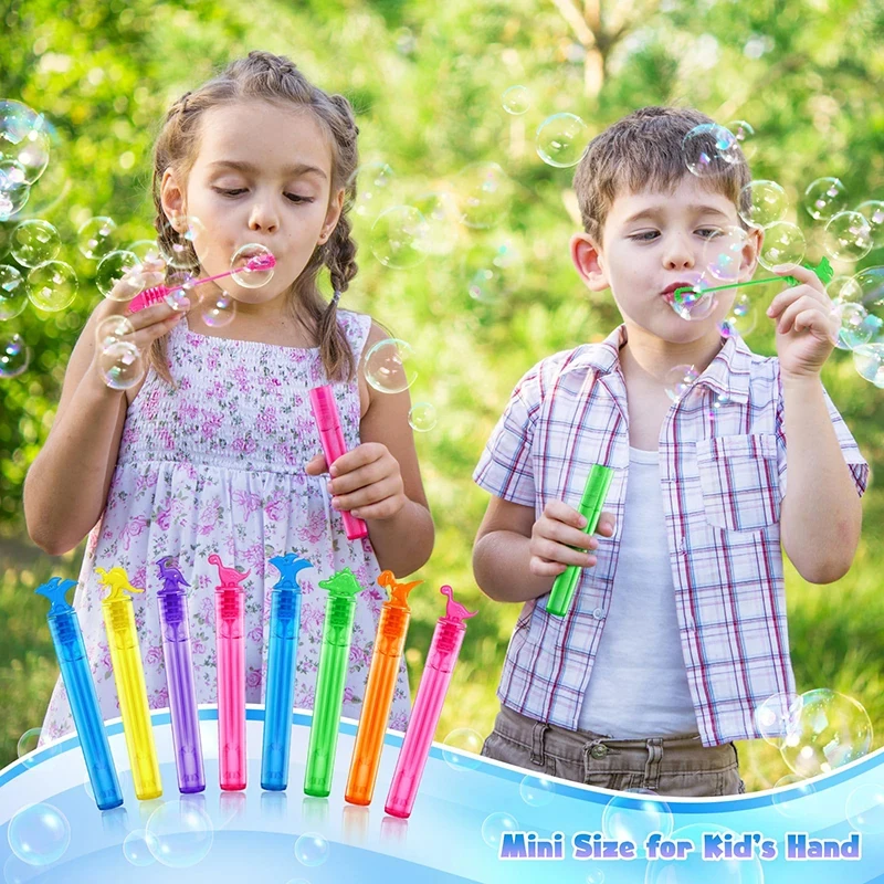 12/24PCS Colorful Dinosaur Bubble Tube Soap Bubble Empty Bottle Toys for Kids Birthday Party Favors Guest Gifts Goodie Fillers