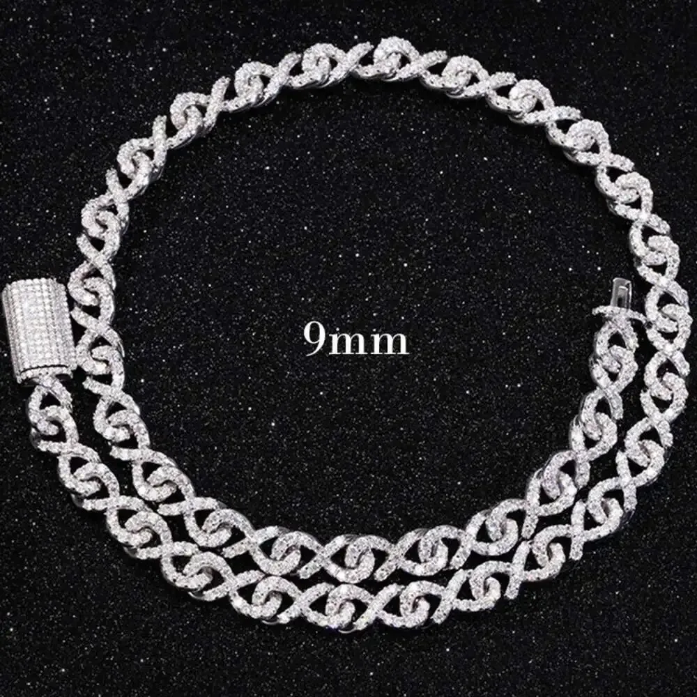

Hiphop Jewelry 9mm Wide Vvs Moissanite Diamond Chain S925 Sterling Silver Cuban Link Chain