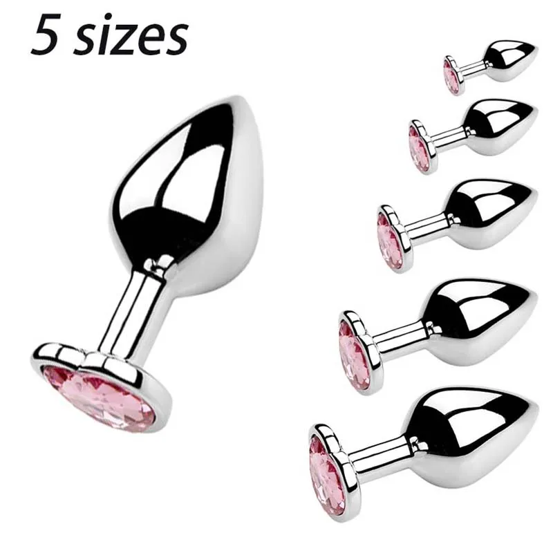 Tapón Anal de corazón, 5 tamaños, tapón Anal de cristal de acero inoxidable, tapón Anal extraíble, estimulador, Juguetes sexuales anales, consoladores masajeadores de próstata