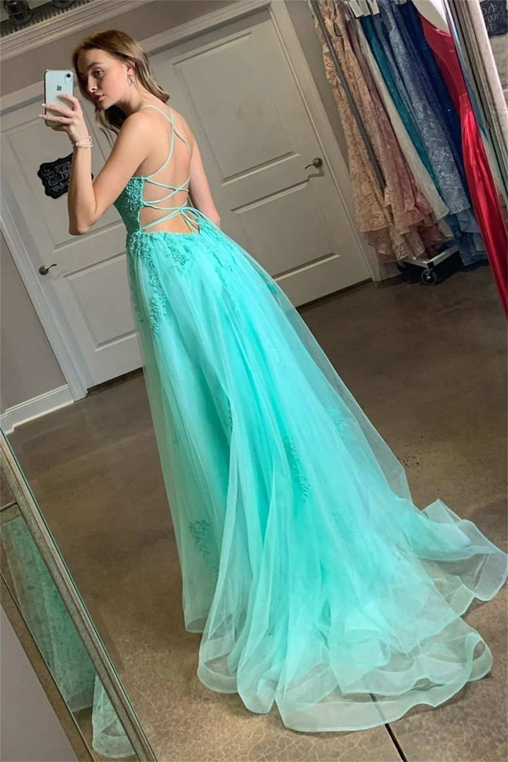 Annie Light Green Prom Dresses Embroidered Tulle Special Occasion Evening Dresses Women's Wedding Party Dress Robes De Soirée