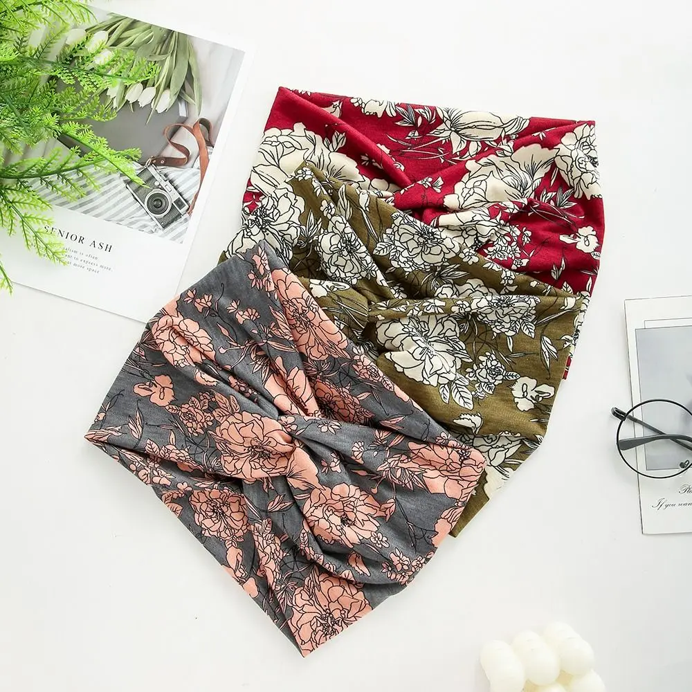 Boho Thick Yoga Hair Bands Twisted Wide Headbands Head Wraps for Women Workout Headband Turban