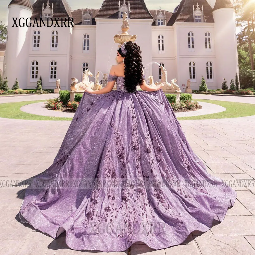 فستان Quinceanera مخصص باللون الأرجواني 2026 على شكل قلب الأميرة أرجواني حلو 16 فستان حفلات أعياد الميلاد 15