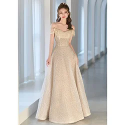 Luxury Champagne Lace Women Wedding Party Dresses 2024 Sexy Sweetheart Spaghetti Straps Floor-Length Long Formal Evening Gowns