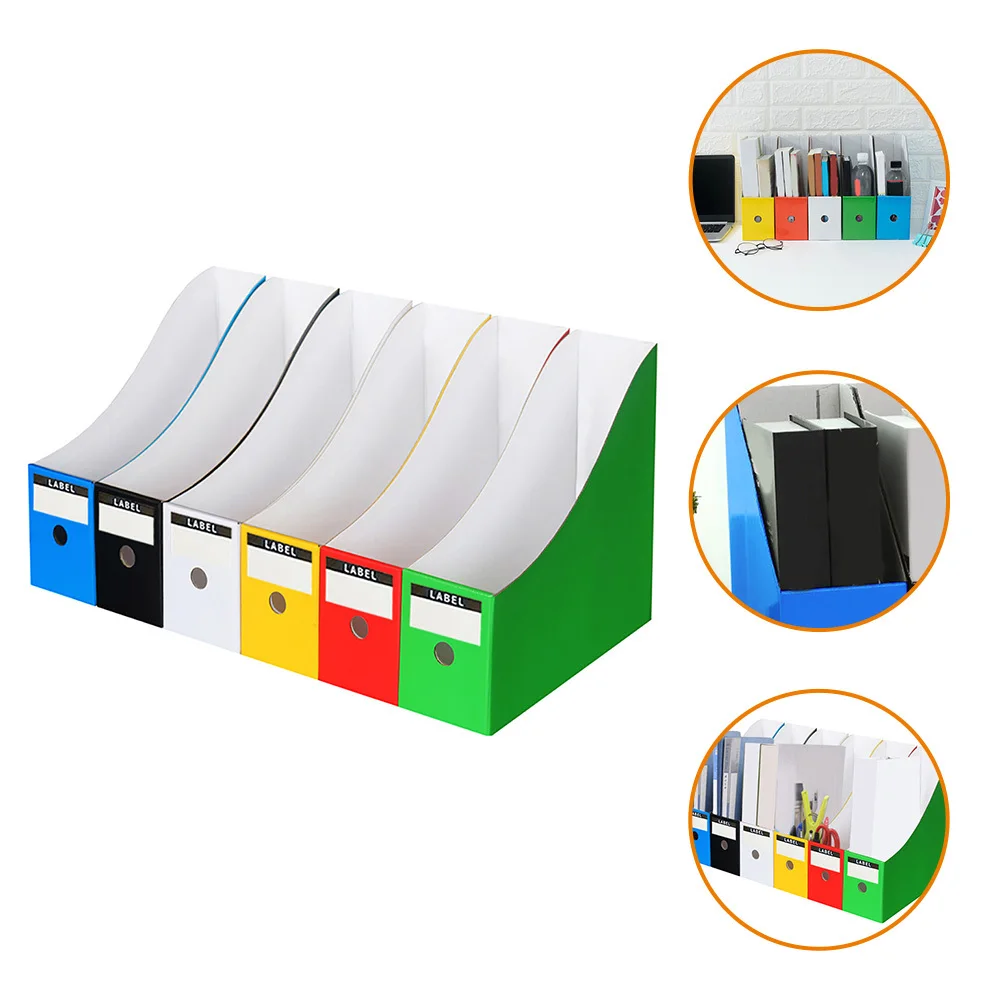 

6pcs File Document Box Book Storage Plastic Files Books Holders Desktop Organizer For Office School Magazine Holders Reusable