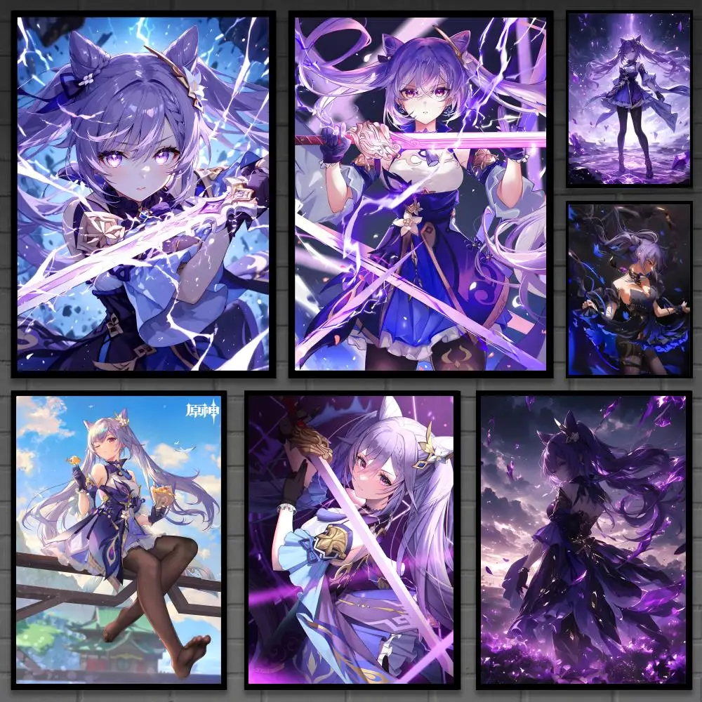 Keqing Genshin Impact Poster Versatile HD Waterproof Wall Ar