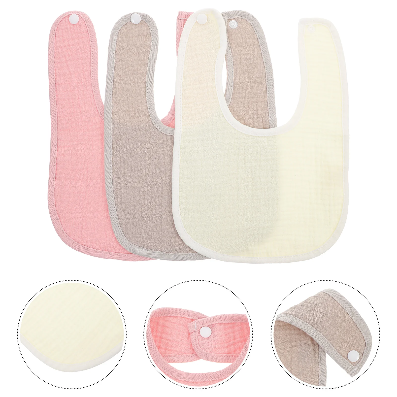3 шт., детские хлопковые слюнявчики для новорожденных, впитывающий нагрудник для кормления, мягкая застежка, разноцветные детские нагрудники для еды