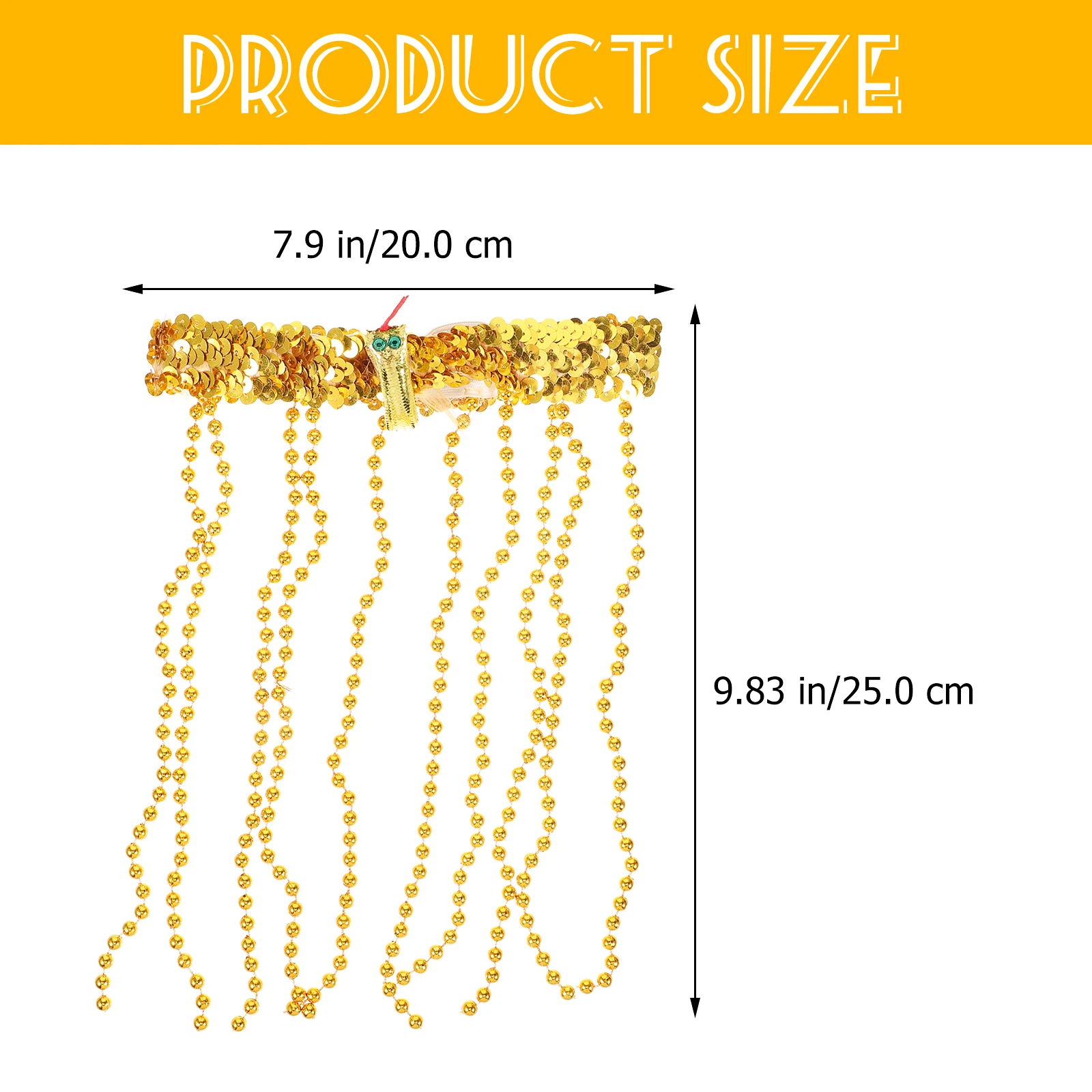 

Golden Snake Head Buckle Stretch Sequin Beaded Headdress Egyptian Headband Costume Accessory Halloween Party Decorations