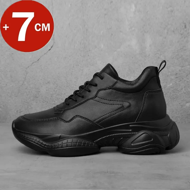 Chaussures rehaussantes pour hommes, baskets blanches et noires, recommandées, 6-8 cm