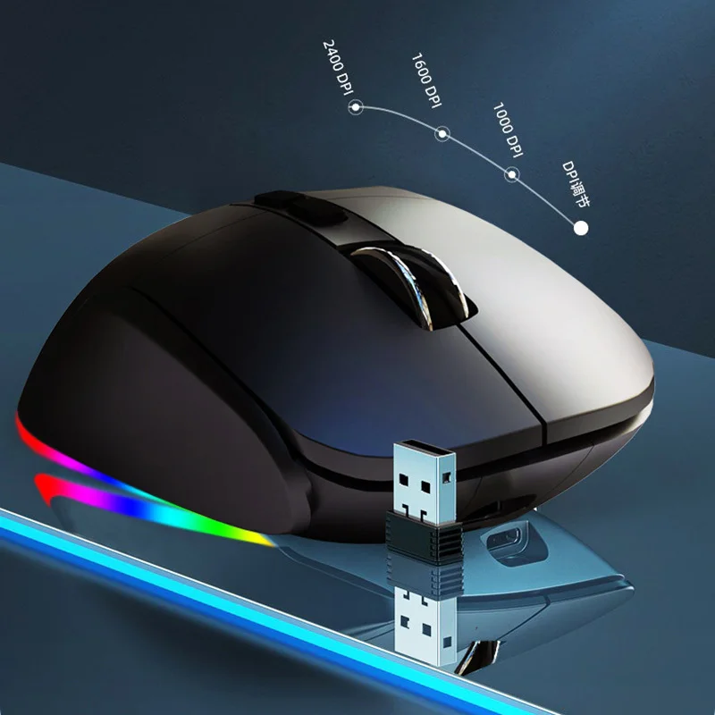 Dual-mode Wireless Mouse Type-C Charging Luminous Bluetooth Ergonomic Vertical Mice Adjustable 8 Keys For tablets/PC/Laptops/Mac