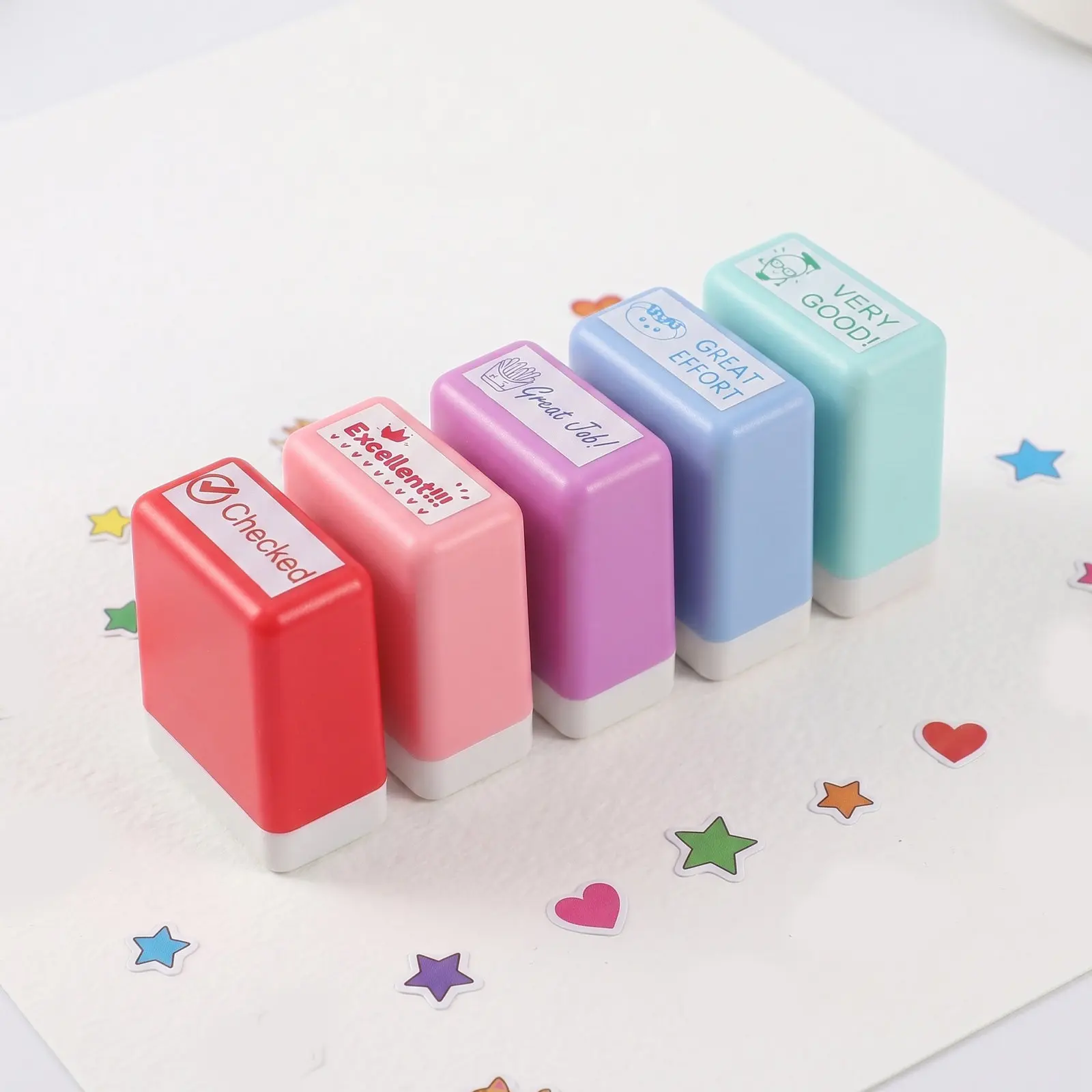 1 ensemble de tampons de commentaires pour enseignants, tampons auto-encreurs en ABS encourageants pour la correction des devoirs et les commentaires sur les assignments en classe