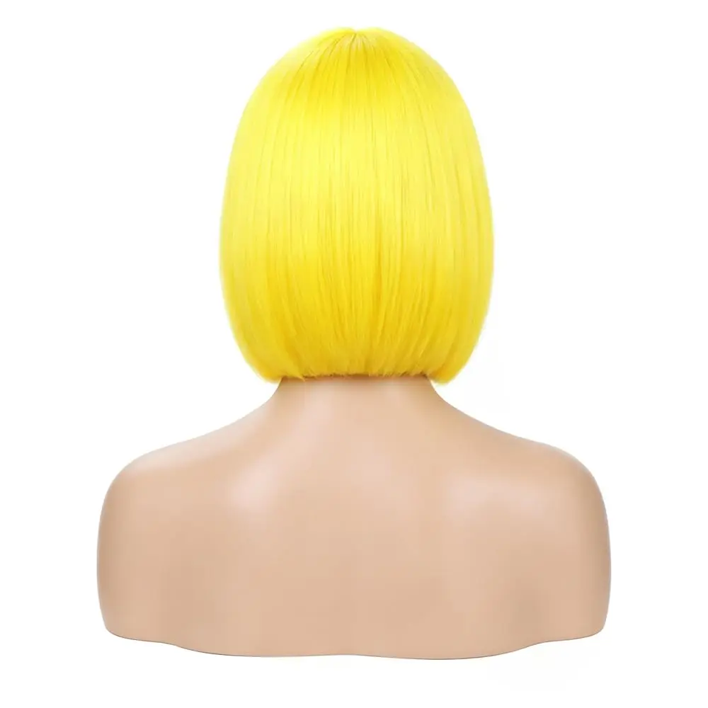 Bobblehead yellow synthetic wig for Halloween cosplay wig for role-playing, everyday party, high-temperature hair accessory set