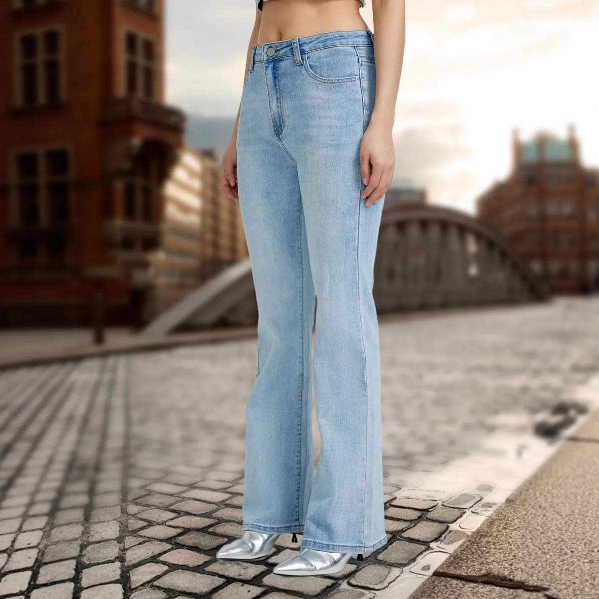 Mid Wasit Vintage Super Stretchy Floor Length Slim Casual Daily Denim Trousers European American Female Streetwear Jeans Pants
