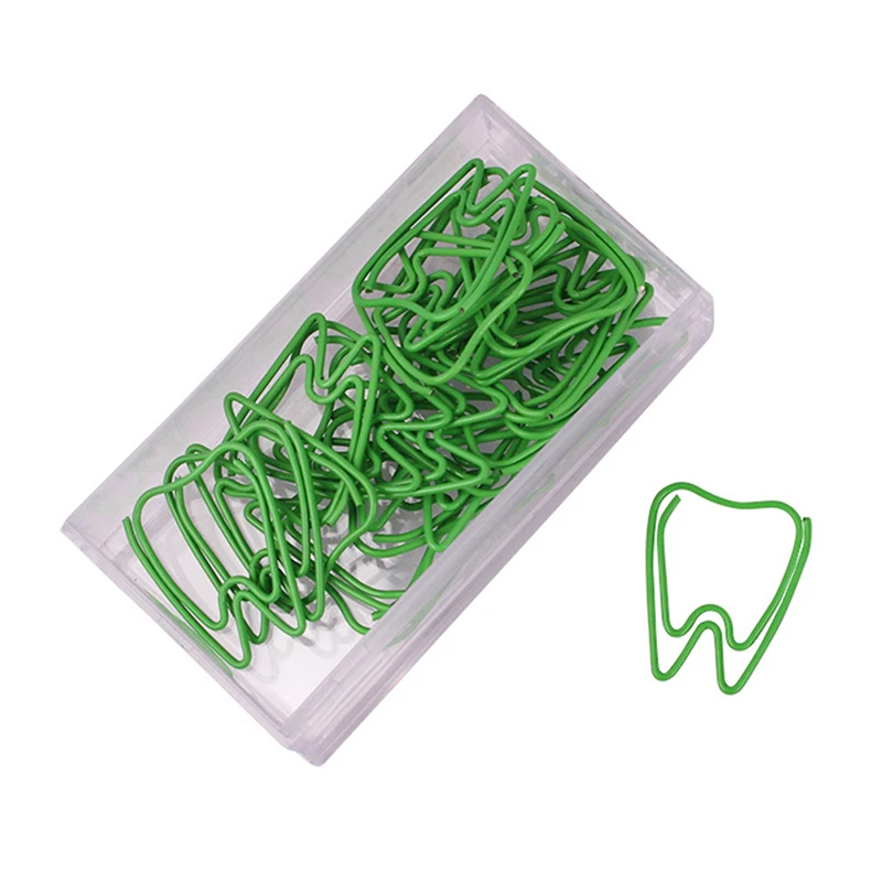 Criativo Tooth-shape Paper Clips, Metal Paper Binder, Clipes de papel, Nota Binder, papelaria dental, Office Gift Supplies, 20pcs