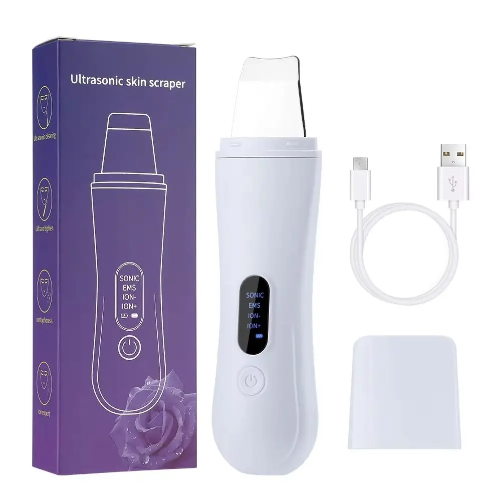Tecnologia de íon purificador ultrassônico da pele limpeza profunda do rosto levantamento facial ultra-sônico peeling dispositivo cuidados com a pele recarregável usb