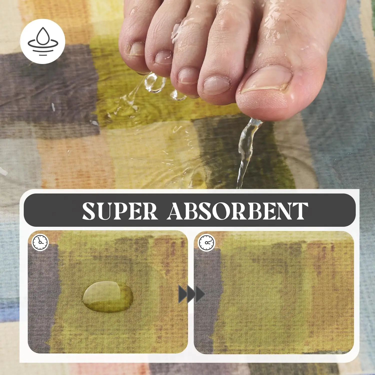 VIKAMA حمام حصيرة غير قابلة للانزلاق سجاد الحمام رقيقة تناسب تحت دو سريعة الجافة ماصة فو الجلد المدبوغ سطح رمادي الحمام الحصير #4