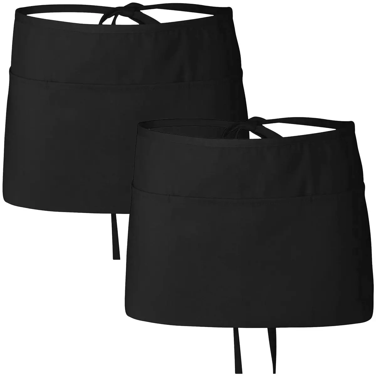 2Pcs Black Waiter Aprons Catering Baking Bar Hotel Waiter Kitchen Home Half Apron Restaurant Cotton Short Waist Aprons