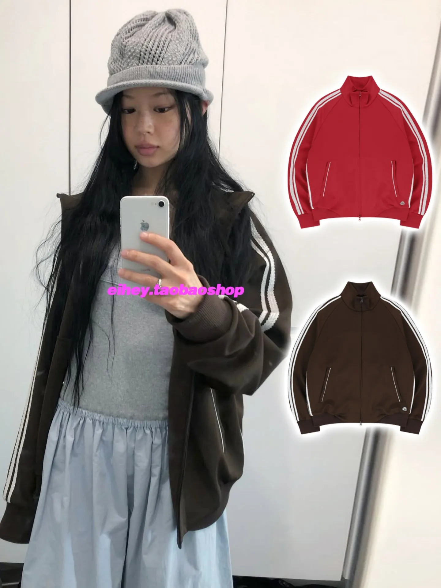 

Japanese Vintage Lace Edge Striped Stand Collar Jackets for Women Zipper Cardigan Autumn Casual Sports Sweatshirt Women Y2k Top