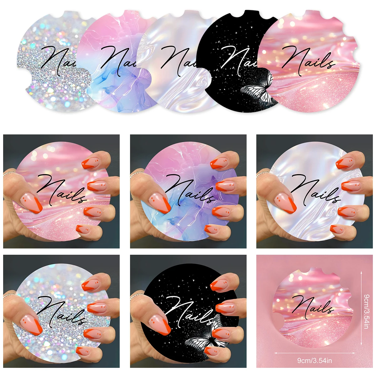 10Pcs/Lot Nail Art Display Card Board, Manicure Nailfie Disc, Nail Salon Accessory, Nail Tech Photo Prop, Nail Selfie Disc Board