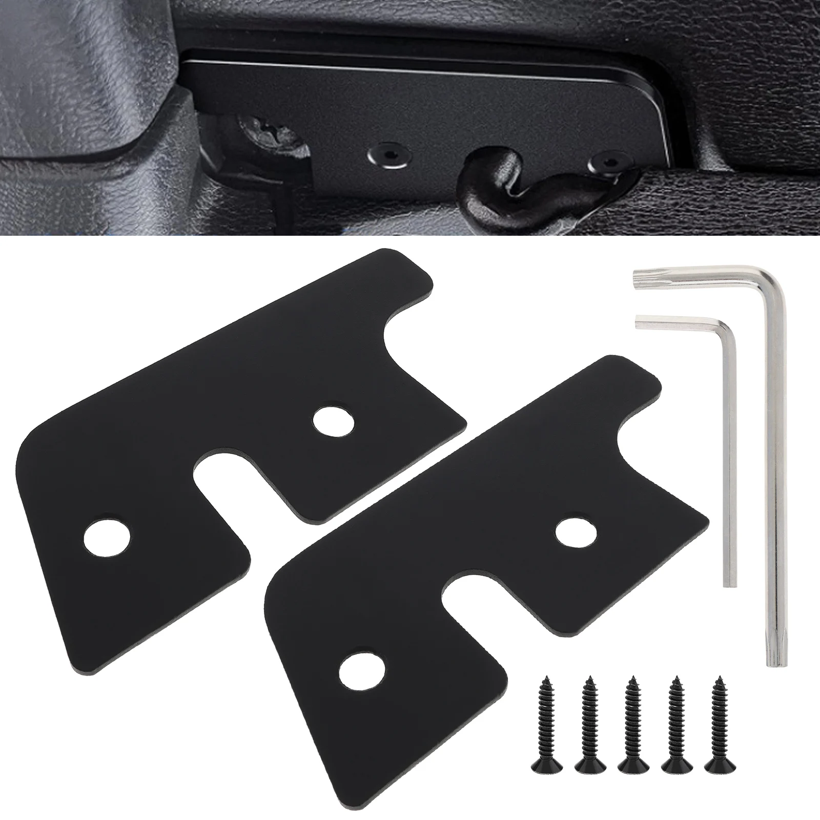 2pcs Black Car Sun Visor Repair Tool Kit for JEEP Wrangler JL 2018-2023 Rust Proof Aluminum Alloy Disassembly Installation Clip