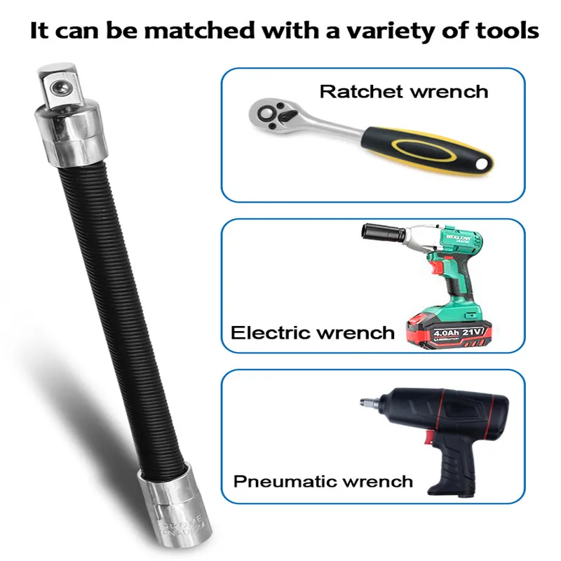 

1pc Drive Socket Extension Bar Adapter Connective Rod Flexible Shaft Conversion Head High Torque Ratchet Wrench Electronic Drill