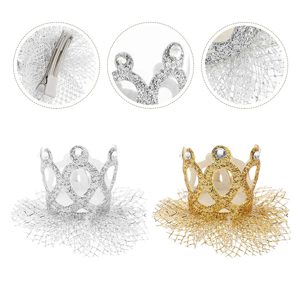 2 قطعة غطاء الرأس الدانتيل تاج لحفلة عيد ميلاد دبوس الشعر طفل زي غطاء الرأس دش اكسسوارات طفل زي أغطية الرأس #5