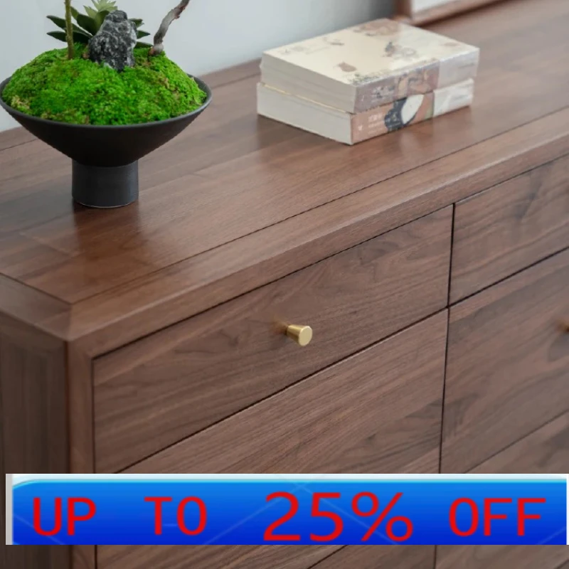 

LMM New Chinese Black Walnut Solid Wood Living Room Bedroom Storage Wall Storage Cabinet