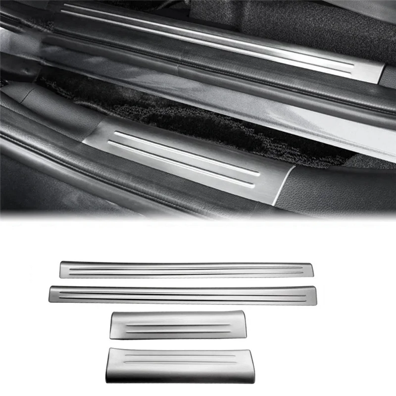 Cubierta embellecedora de Pedal de umbral de puerta interior delantera y trasera, 4 piezas, para Honda Vezel HR-V HRV 2021-2023, placa de desgaste plateada