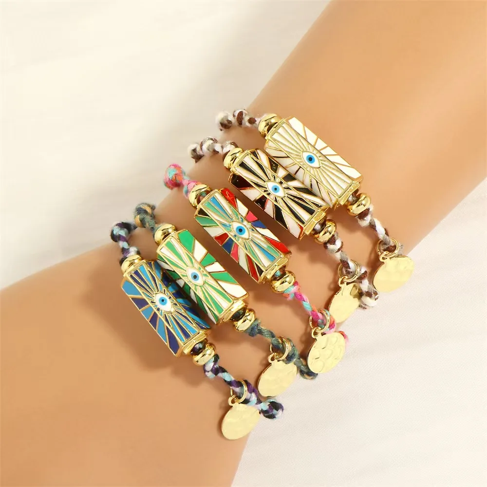 

Lucky Eye Charm Bracelet Hook H Bracelet Adjustable Braided Braid Enamel Evil Eye Bracelet Women's Fashion Jewelry