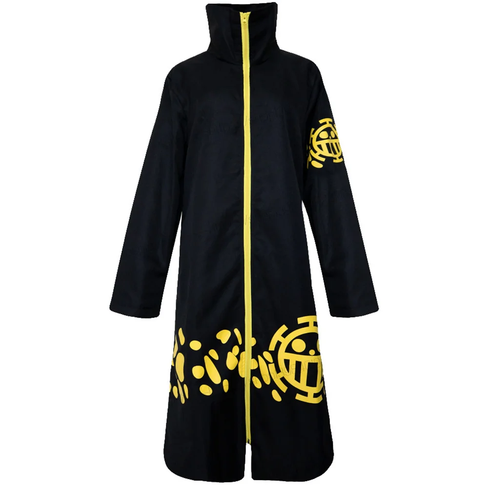 One Piece Anime Cosplay Costumes Trafalgar D. Water Law Black Cloak Hat Halloween Party Suit Cool Coat