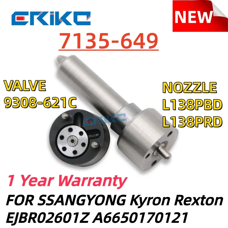 Diesel Injector Repair Kit 7135-649 NOZZLE L138PBD L138PRD VALVE 9308-621C FOR SSANGYONG Kyron Rexton EJBR02601Z A6650170121