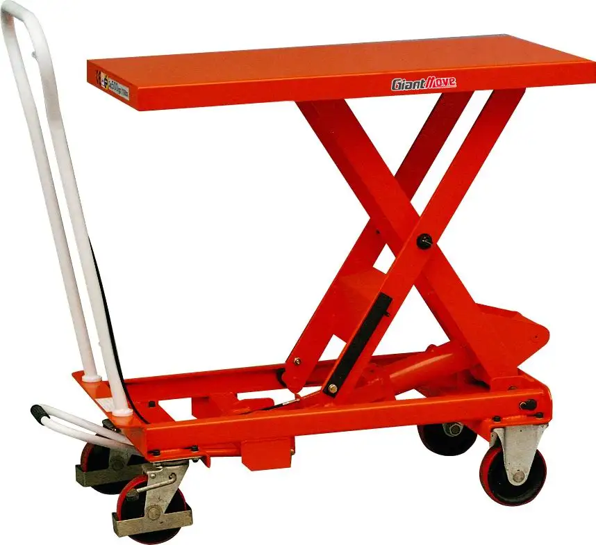

Giant Move Good Quality 750KG Capacity Customized Scissor Hydraulic Manual Lift Table With Wheels