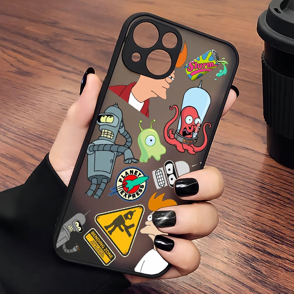 Cartoon Futuramas Bender Phone Case For iPhone 15 14 13 12 11 Mini Pro Max X XR XSMax 7 8 Plus Matte Transparent Back Cover