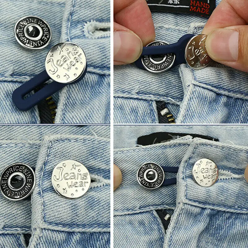 1PCS Metal Button Extender for Pants Jeans Free Sewing Adjustable Retractable Waist Extenders Button Waistband Expander Tools