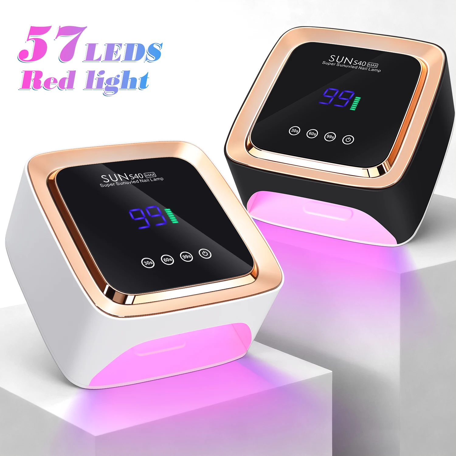 Professional UV LED Nail Lamp 180W with 57 LEDs, Smart Sensor, LED Display, 3 Timer Settings and Removable Base
