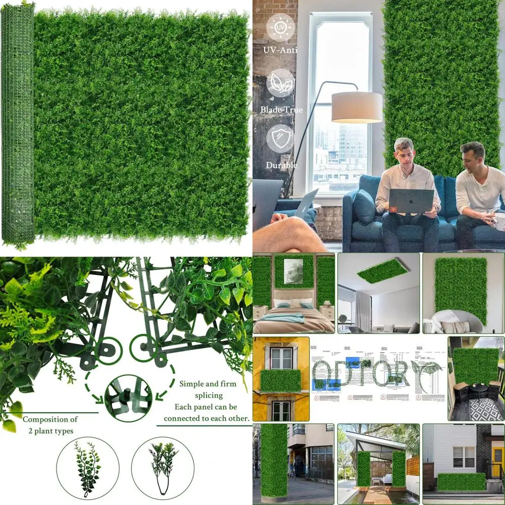 

68x120 Inch UV-Resistant Greenery Boxwood Hedge Wall Panel for Privacy Screen, Suitable for Indoor or Outdoor Use