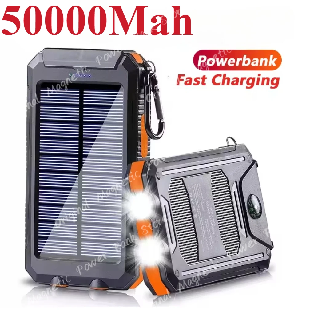 

50000mAh Solar Power Bank Two-Way Fast Charging Outdoor Waterproof Power Bank Flashlight Is Suitable for Iphone Xiaomi Samsung