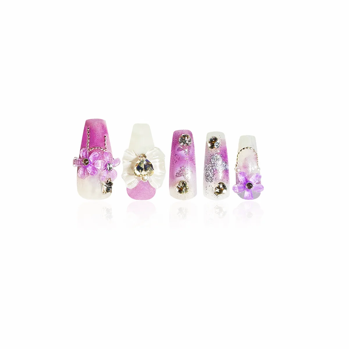 【HAND MADE】Eternal Stunning Luxury Press On Nails With Rhinestone And Crystal 10pcs