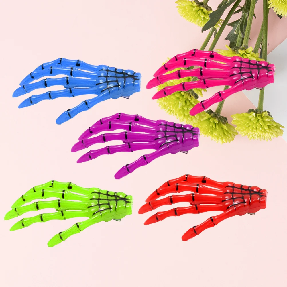 

10 Pcs Hand Bone Hair Clip Pin Skull Hairpin Clips for Women Issue Card Miss
