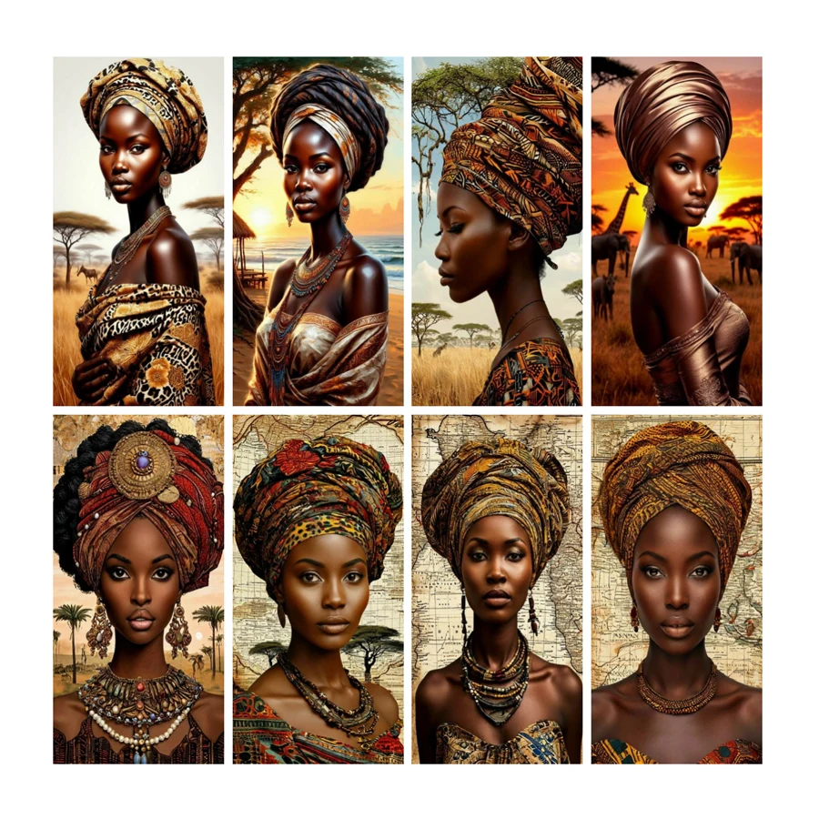 

Beautiful African Woman New Diy Diamond Painting Kit Large Size Tribal Women Full Drill Mosaic Embroidery Picture Wall Decor
