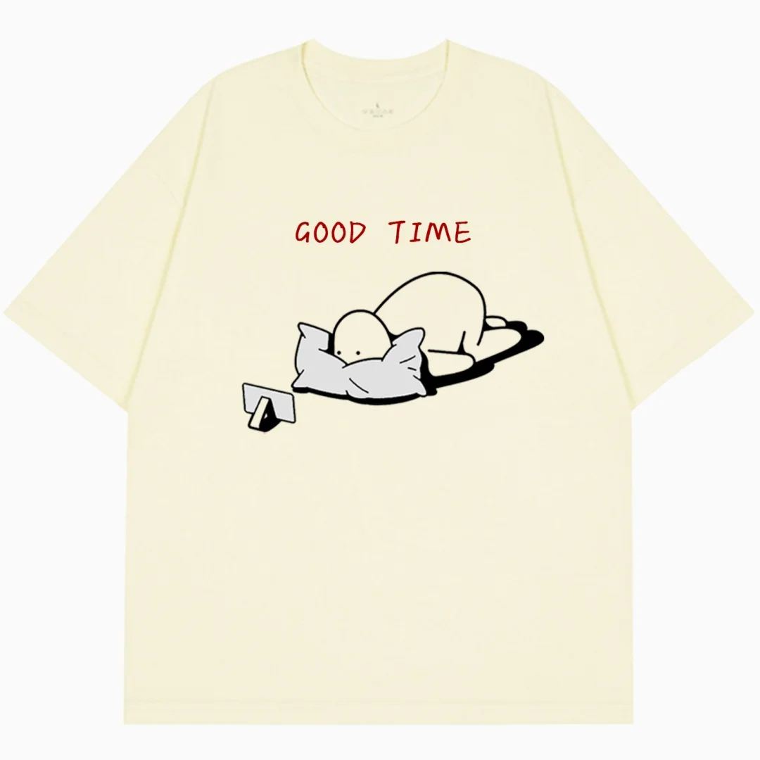 Jogue com um telefone celular impresso camiseta gráfica verão moda lazer high-end versátil puro algodão masculino e feminino camiseta